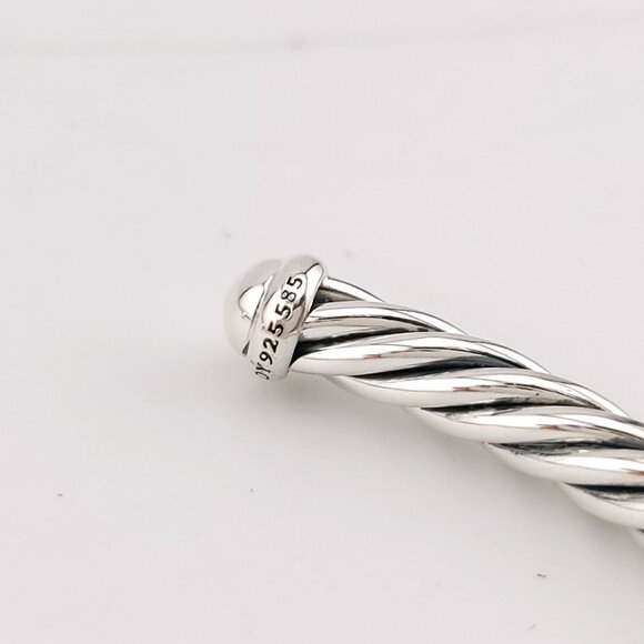 DAVID YURMAN Sterling Silver & 14k Gold Cable 4mm Flex Station 7 Inch Bracelet - Picture 6 of 13